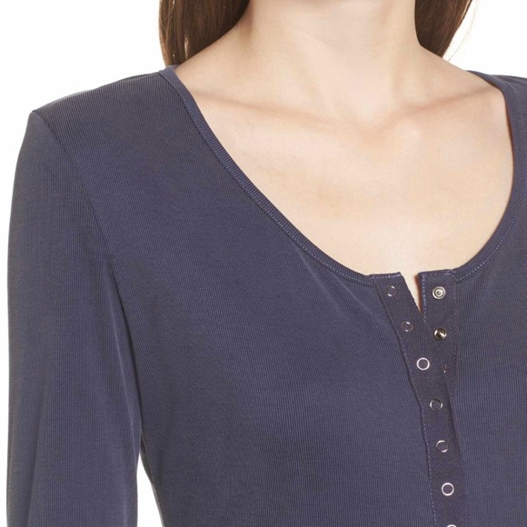 BP Navy Blue Henley front snap long sleeved dress - Picture 3 of 8